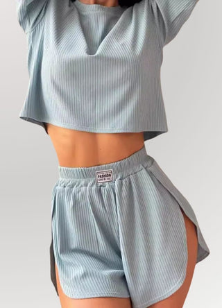 Ribbed Crop Tee and Short Pajama Set*