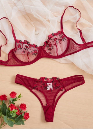 Carnation Caress Lingerie Set